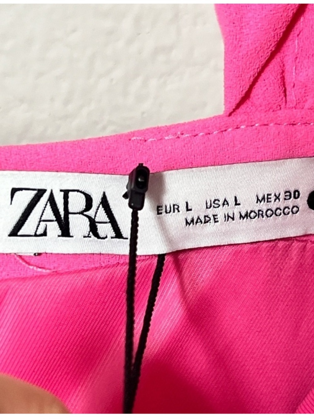 Zara Hot Pink Puff Sleeve Mini Dress Sweetheart Neckline Barbiecore Size L NWT - Picture 13 of 16